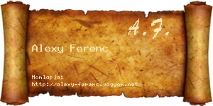 Alexy Ferenc névjegykártya