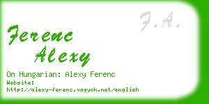 ferenc alexy business card